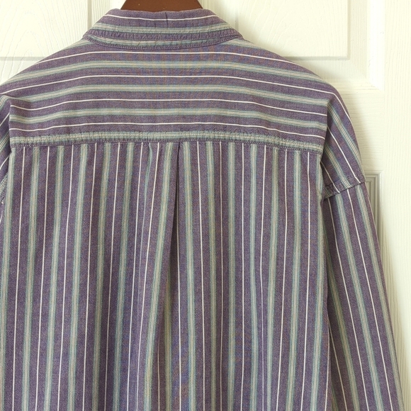 L.L. Bean 90's Vintage Classic Striped Long Sleeve Button Down Shirt Purple XXL - Picture 11 of 12